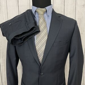 Jos. A. Bank 41L - W30 x L32 Blue 100% Wool 2-Button Single-Vent 2-Piece Suit